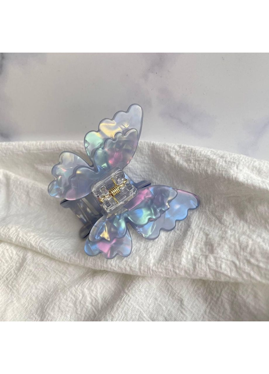 Перламутровый крабик - бабочка, зажим для волос фиолетовый Mist Rainbow (351504256)