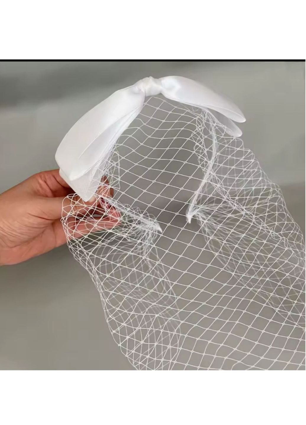 Обруч женский с вуалью на лицо с бантом Белый One size (2020) No Brand (361048034)