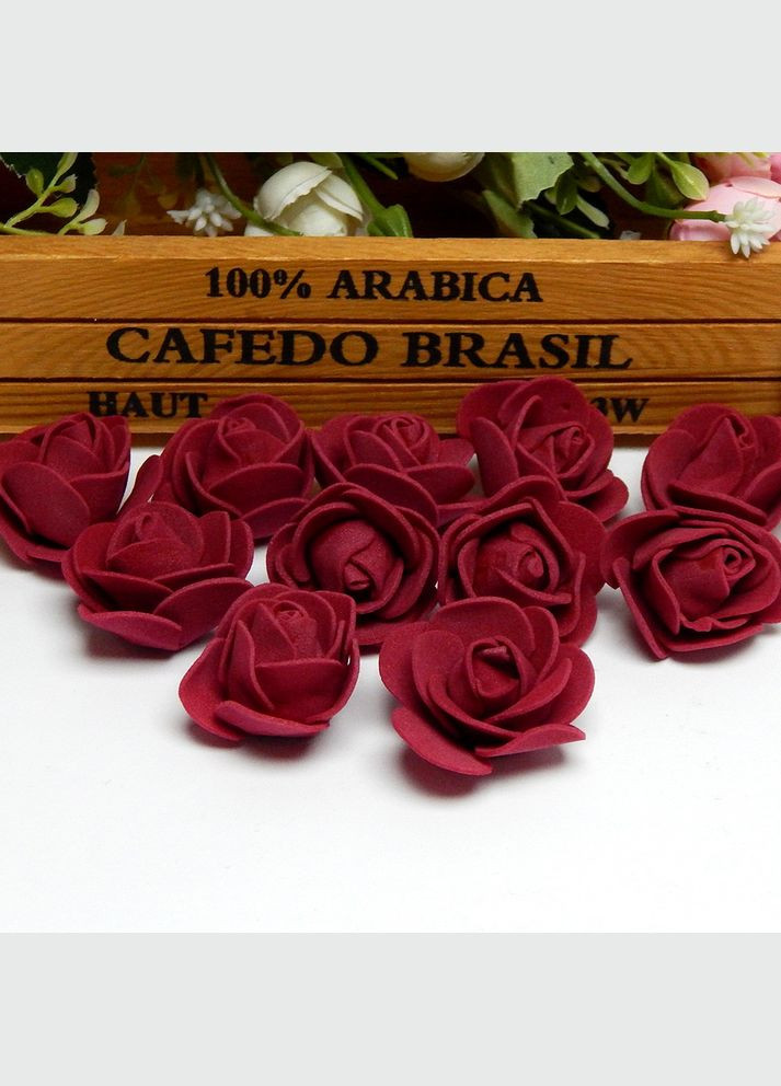 Искусственная Розочка (головка), фоамиран, 3 см, бордовая No Brand (340483748)