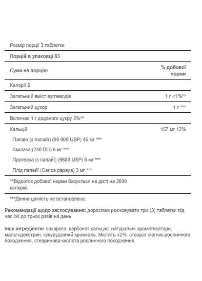 Папаїнові таблетки Papaya Enzyme 250 шт від Puritan's Pride для травлення та шлунково-кишкового тракту підтримка мікрофлори ProDobro (368991151)
