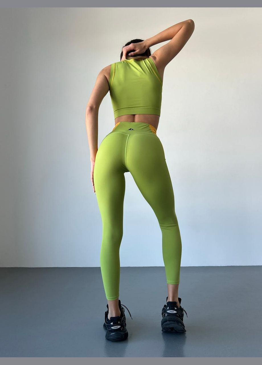 Спортивний костюм «NAQIYAYABEI» (топ та легінси) з чашками та без пуш-ап, зеленого кольору, розмір S Trends (330757840)