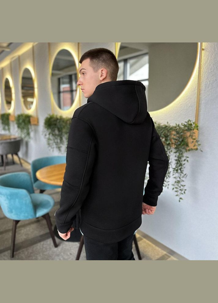Зимове чоловіче худі на флісі чорне No Brand (345647999)