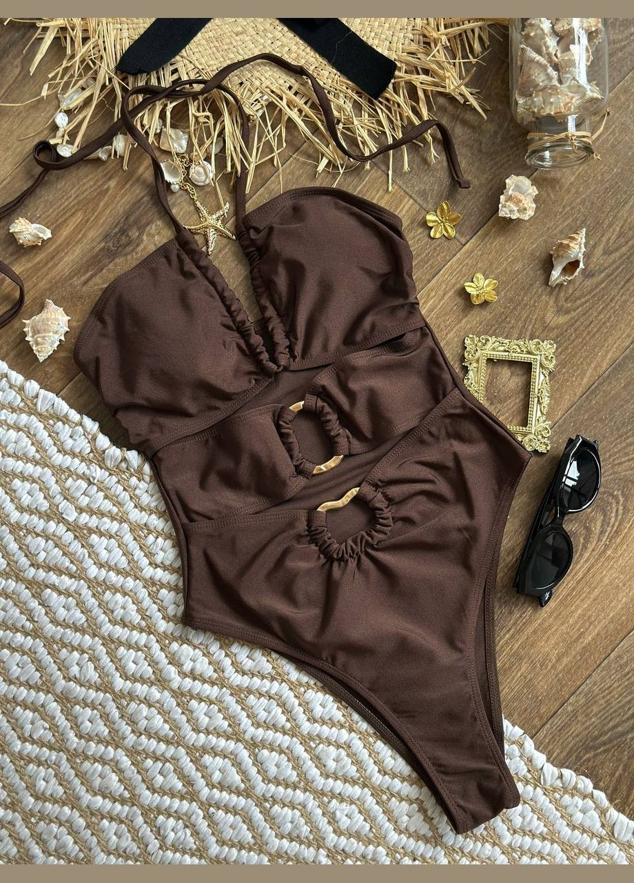 Темно-коричневый летний трендовый шоколадный монокини слитный, монокини Vakko