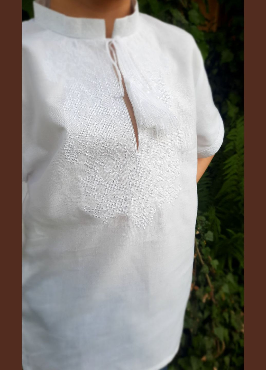 Белая вышиванка для мальчика vishivano4ka узор цветочный полиэстер, байка (316628979)