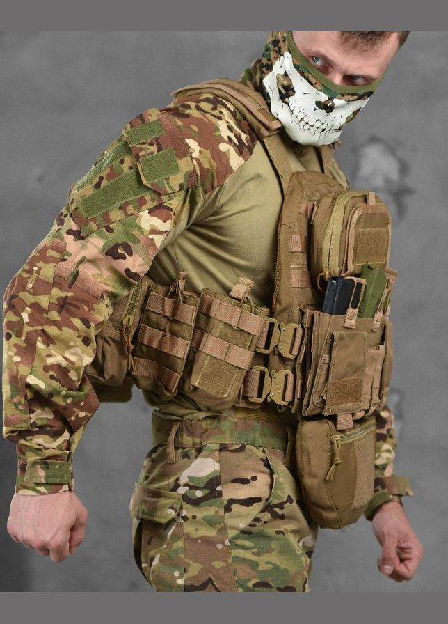 Тактична плитоноска з підсумками із системою Molle койот No Brand (316220559)