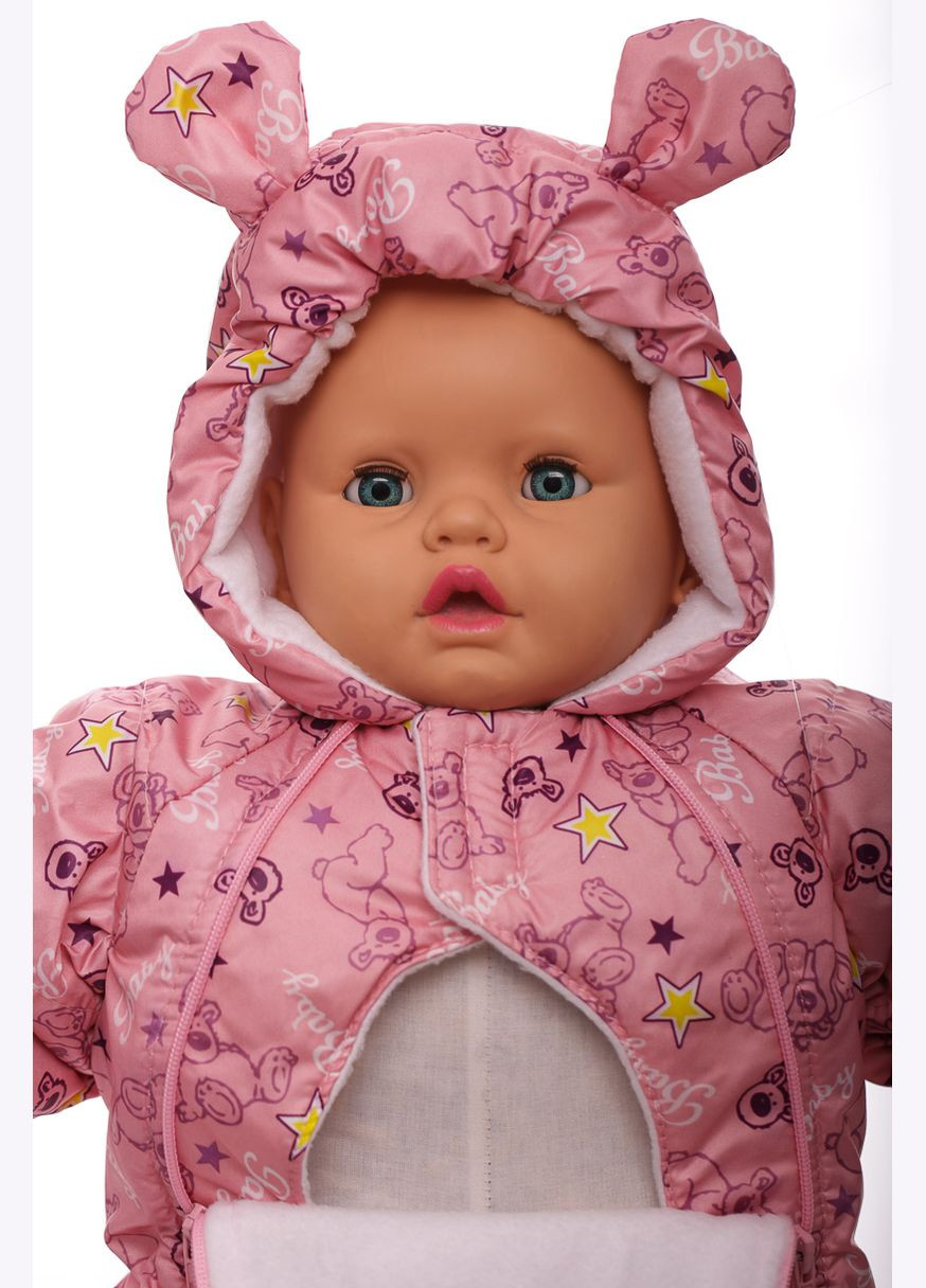 Человечек на флисе для девочки звездочка с принтом мишка baby розовый 80 см (45047) BABYKROHA (297198001)