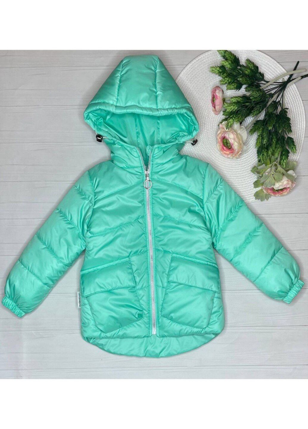 Мятная демисезонная куртка для девочки Модняшки