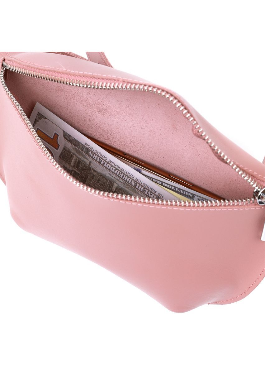 Жіноча бананка Shvigel на пояс із натуральної шкіри з одним відділенням рожева (sku_16385) No Brand (329853213)