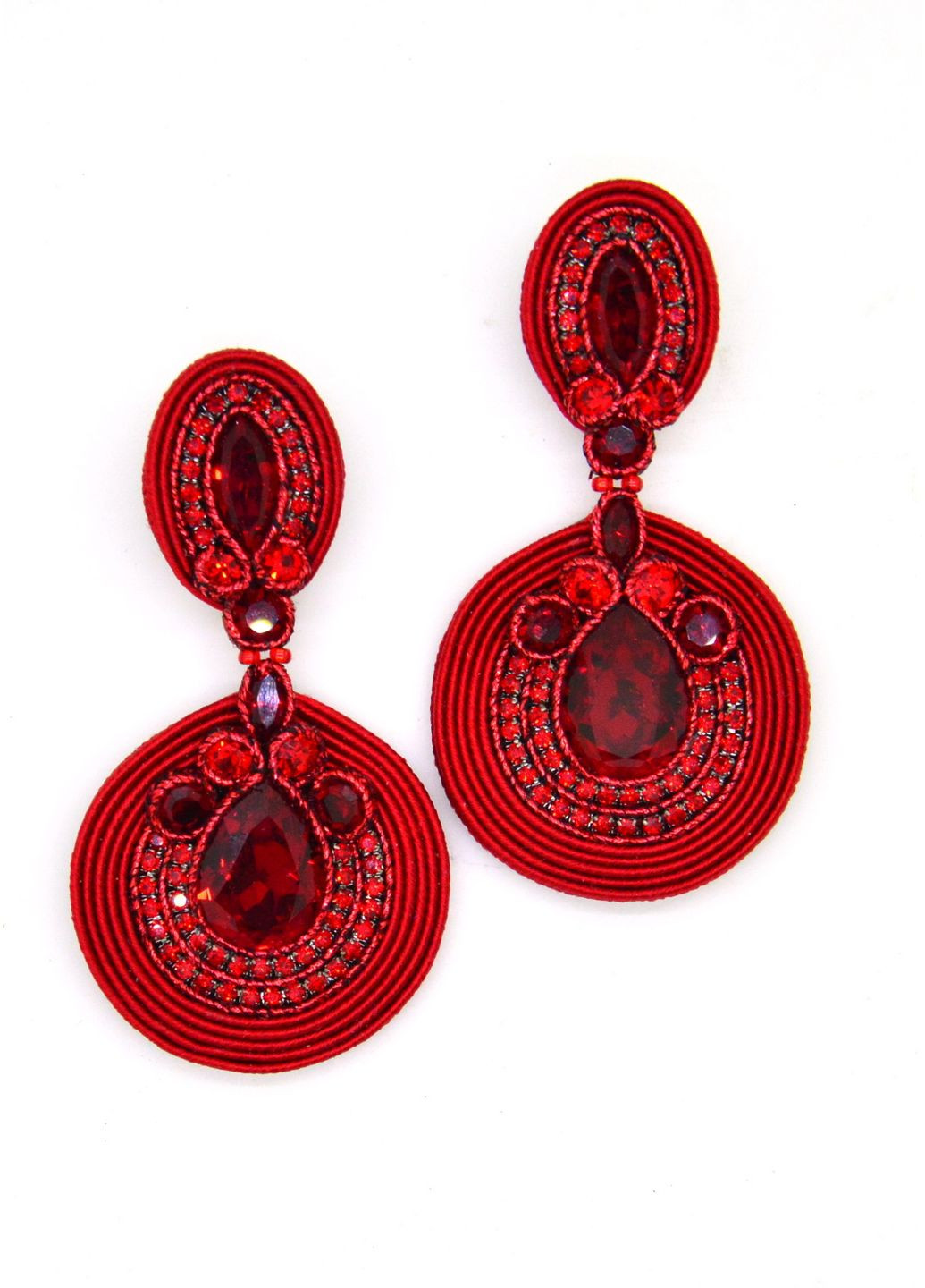 Акцентные серьги с камнями Swarovski красного цвета Olha Serhiichuk jewelry (324794597)