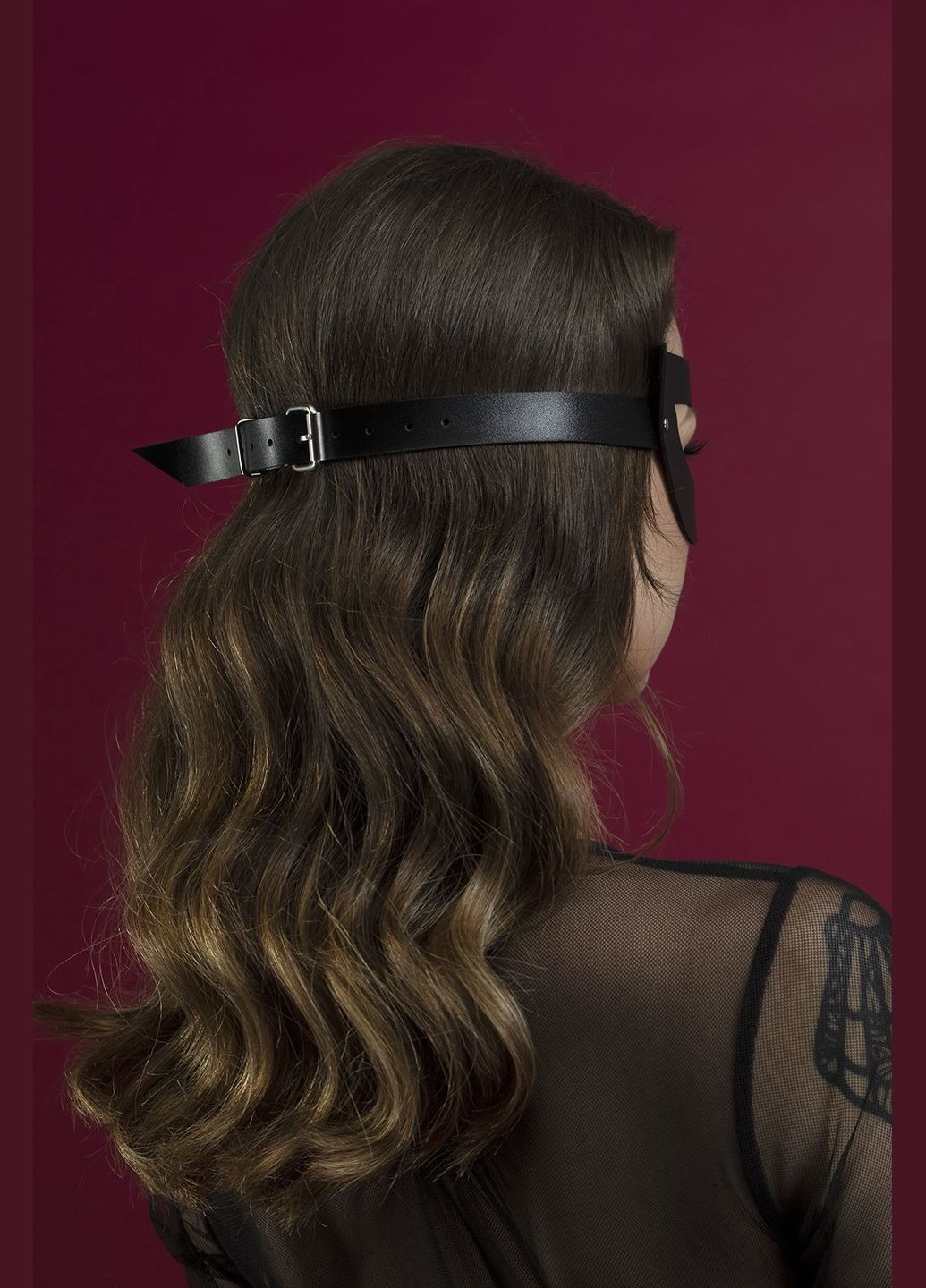 Маска на обличчя Mistery Mask, натуральна шкіра, чорна Feral Feelings (297573657)