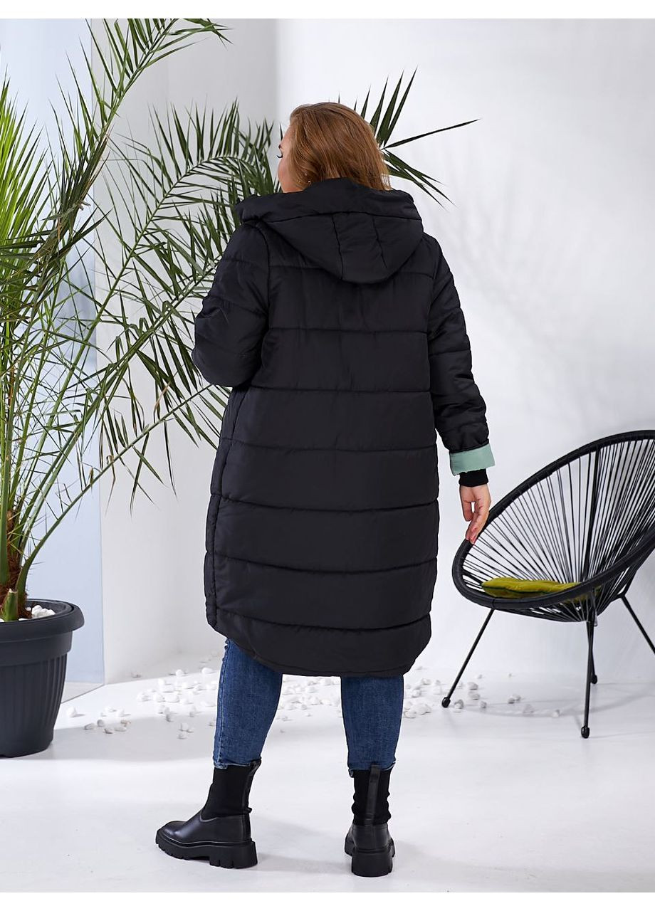 Мятная зимняя женская зимняя куртка с утеплителем и искусственным мехом — замеры в описании куртка-пальто DK/DL Мода без кордонів