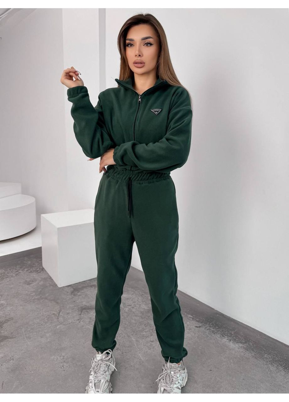 Женский теплый комбинезон из флиса зеленого цвета 35890 Fashion (368153116)