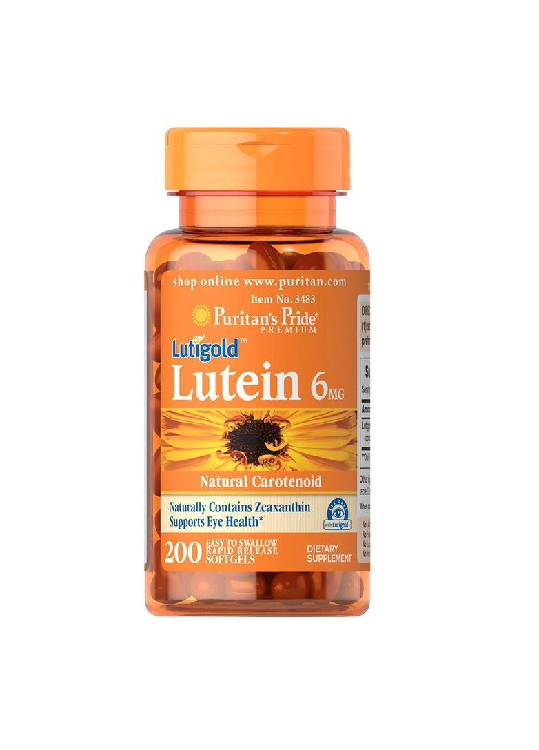 Натуральная добавка Puritan's Pride Lutein 6 mg with Zeaxanthin, 200 капсул Puritans Pride (361286815)