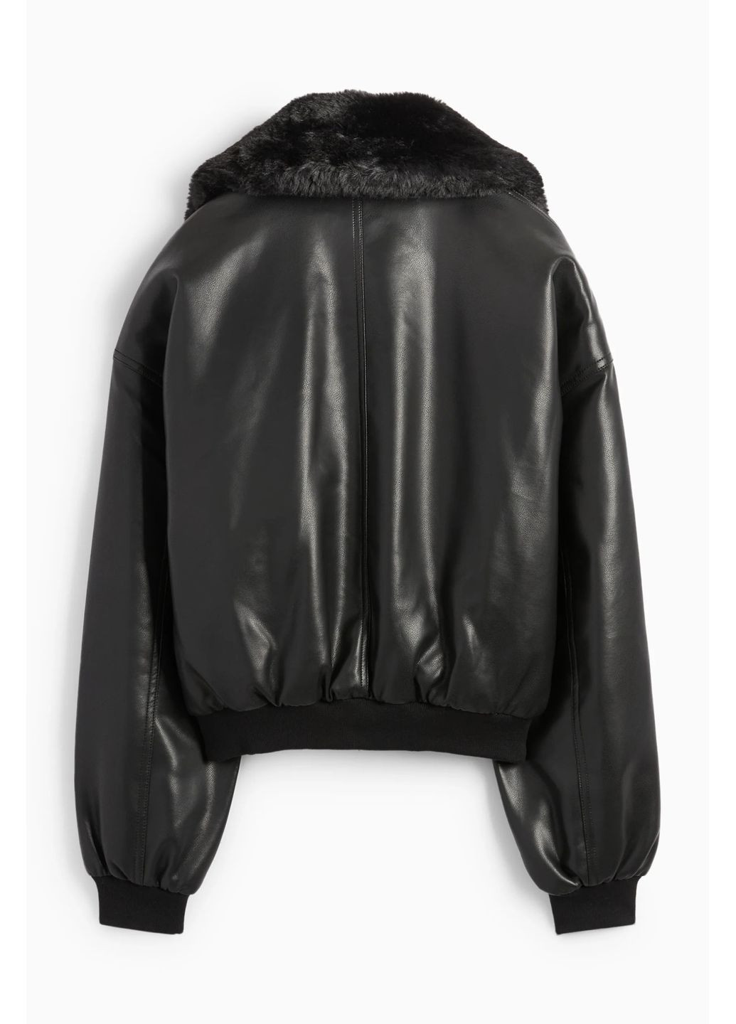 Чорна демісезонна куртка з еко шкіри C&A