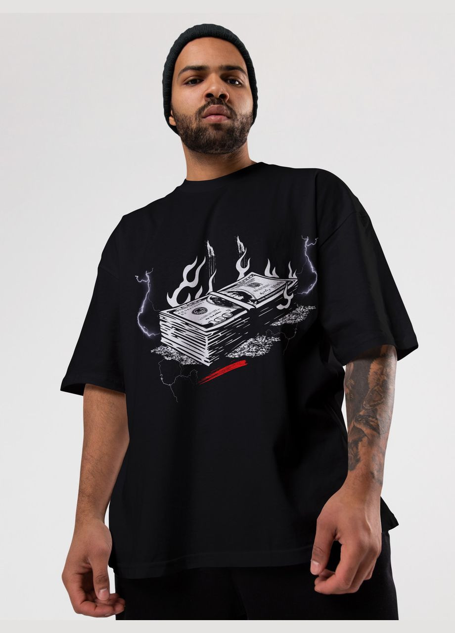 Черная мужская футболка оверсайз urban черная высокая плотность с длинным рукавом Mishe