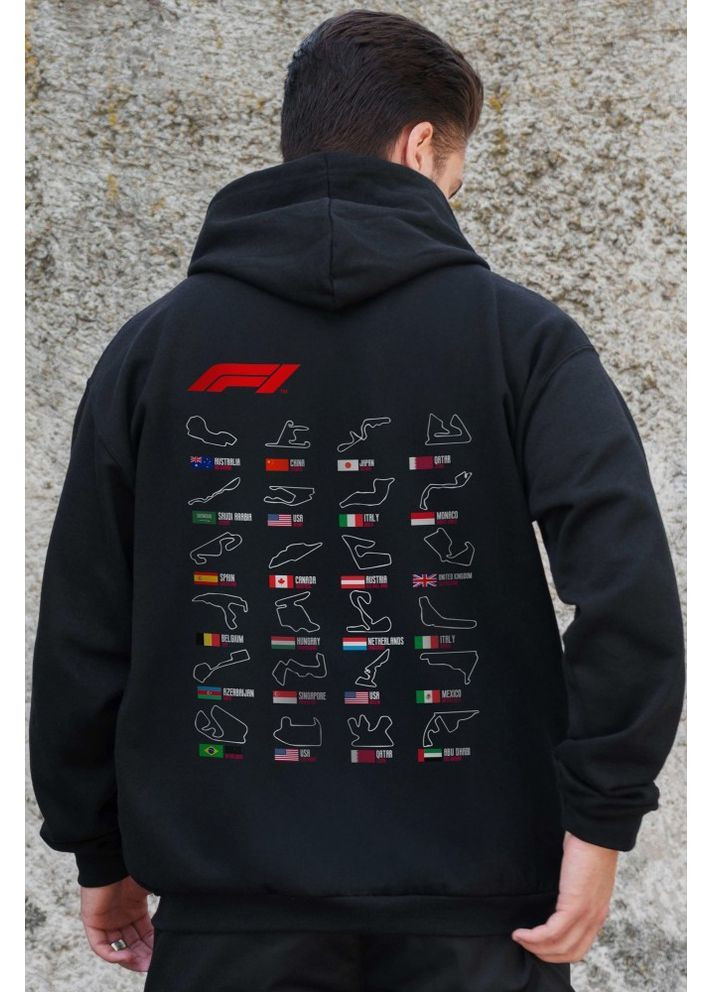 Утеплене зіп худі на флісі зіпер з принтом Track Kane Black Without (362441415)