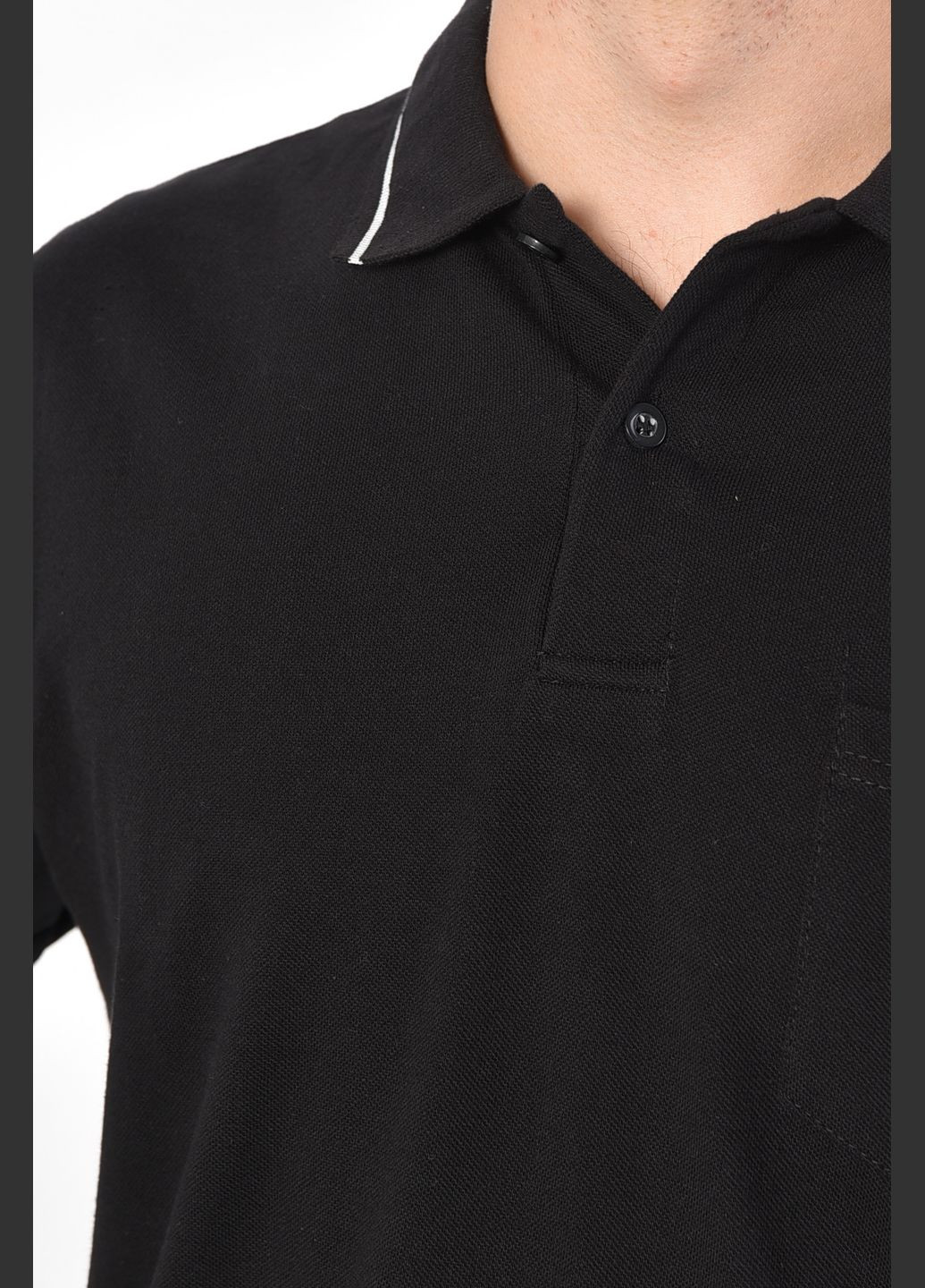 Черная футболка поло мужская черного цвета Let's Shop