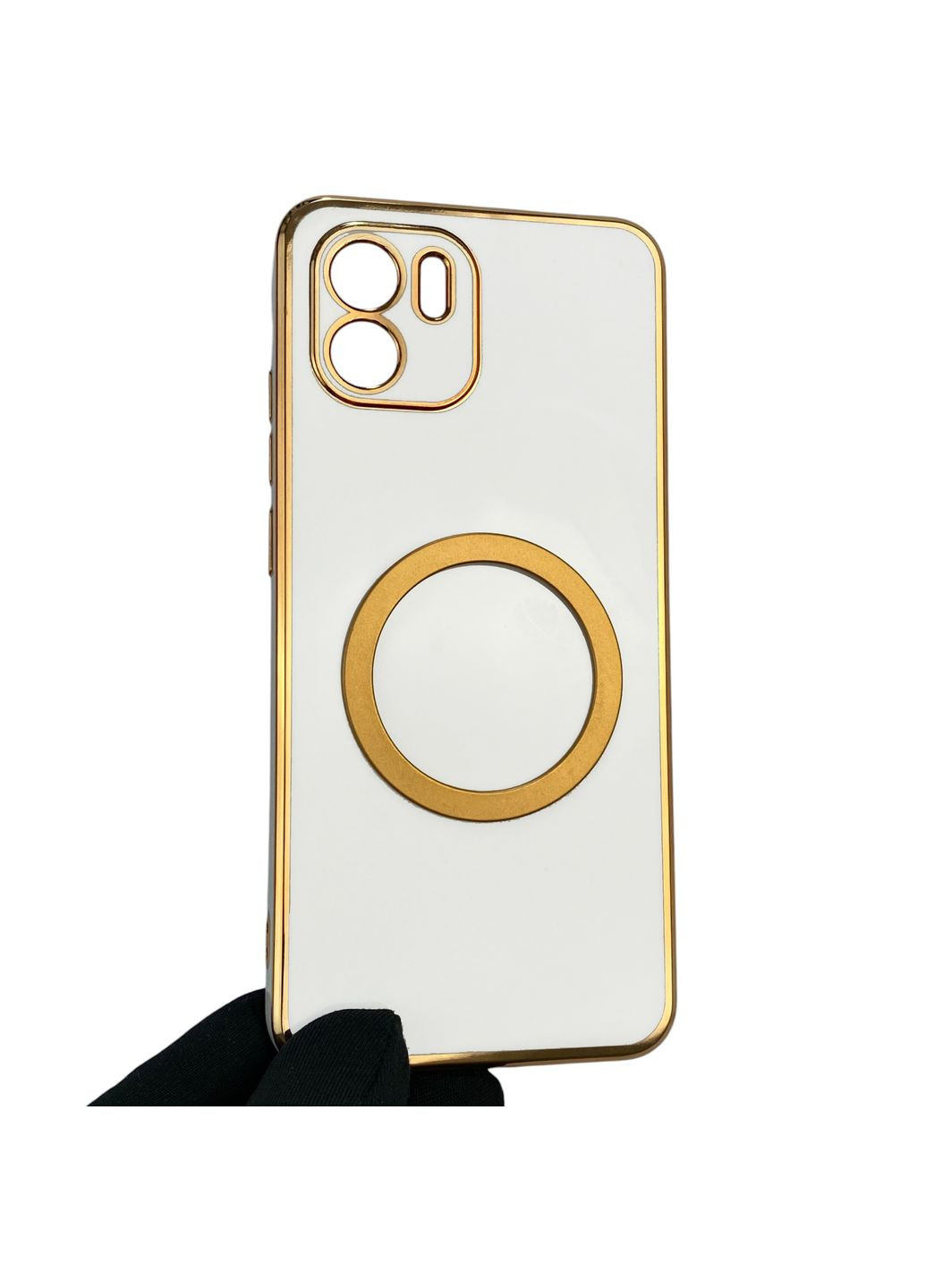 Чехол для Redmi A2 с кольцом MagSafe с золотой окантовкой на сяоми редми а2 белый gs1 Xiaomi (366231505)