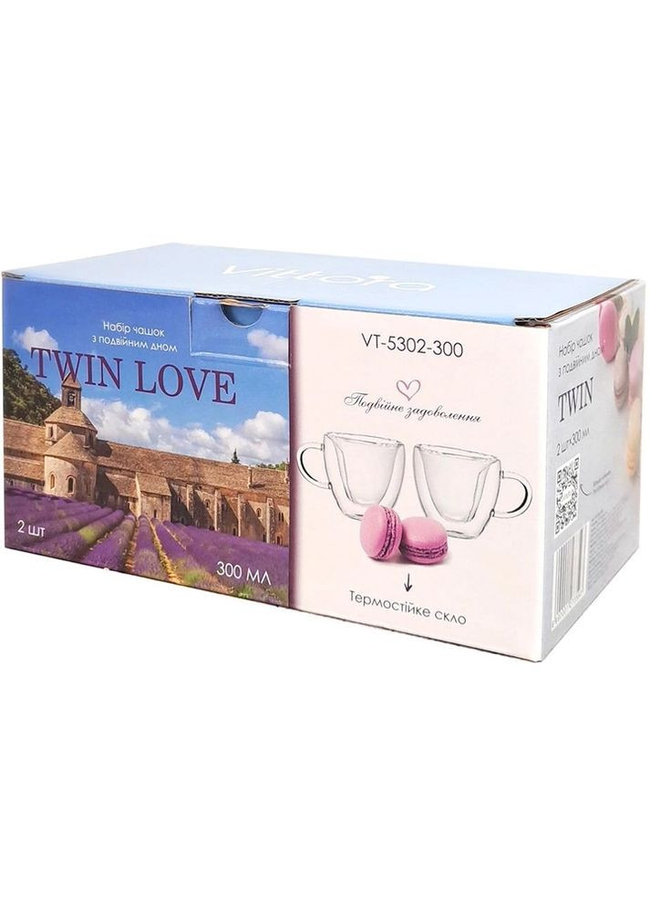 Набор чашек Twin Love 300 мл с двойным дном VT-5302-300 (127359) Vittora (280945482)