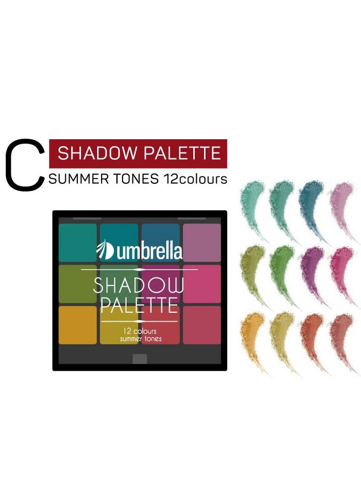 Палетка тіней для повік 12 літніх відтінків, тон С Umbrella shadow palette с summer tones 12 (290277991)