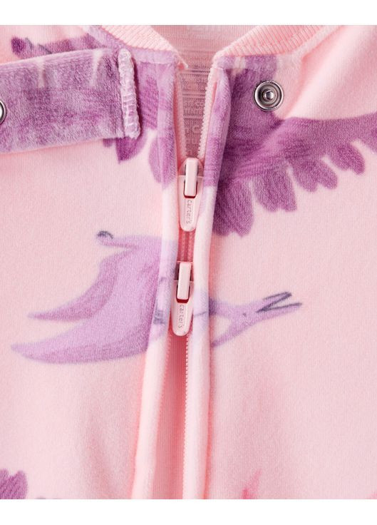 Рожева всесезон чоловічок флісовий зі стопами комбінезон Carter's