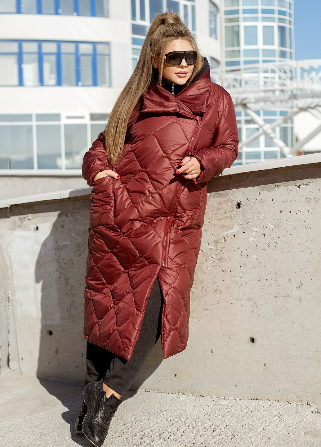 Бордовая зимняя зимняя куртка-пальто куртка-пальто No Brand