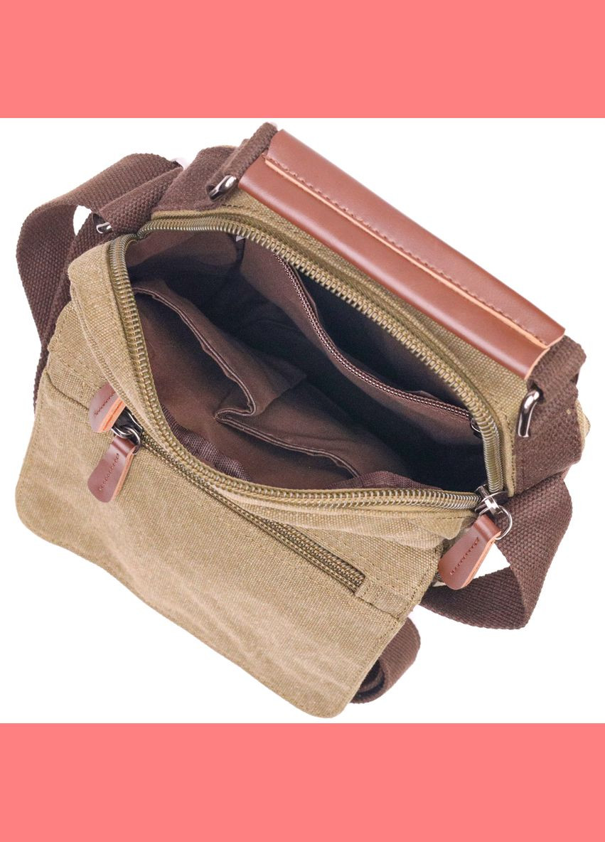 Сумка мужская через плечо из плотного текстиля 21227 Оливковая Vintage (302009129)