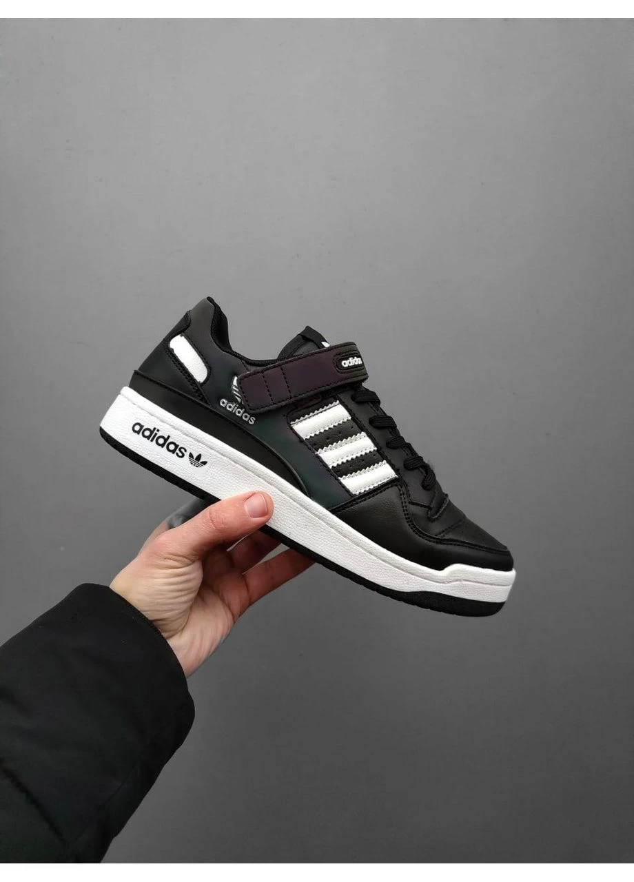 Білі кросівки чоловічі adidas forum low black white v2 адідас форум білі демісезон No Brand