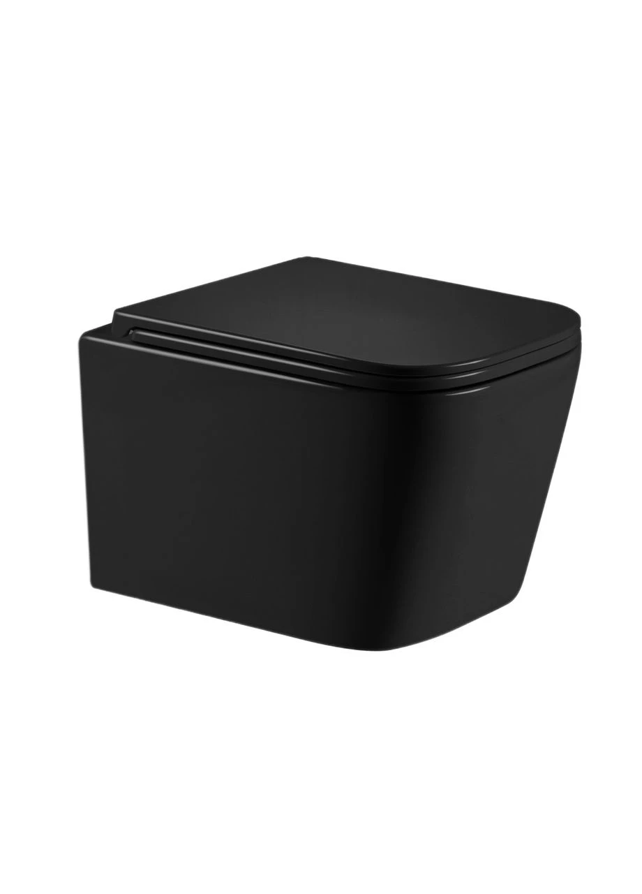 Унітаз підвісний Crow Ultra Quiet 485×340×290 мм, Matt Black, із сидінням Slim Duroplast/Soft-close/ Quick Release Qtap (395710627)