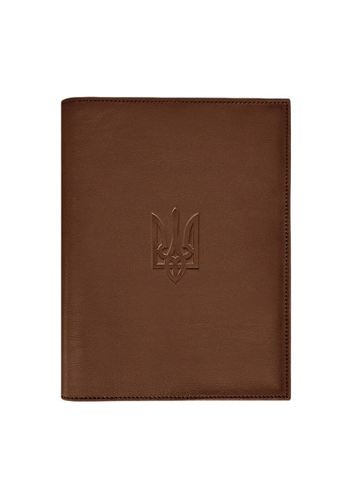 Шкіряна обкладинка для нотаріального реєстру з Тризубом світло-коричнева (A-028874) BlankNote (328961683)