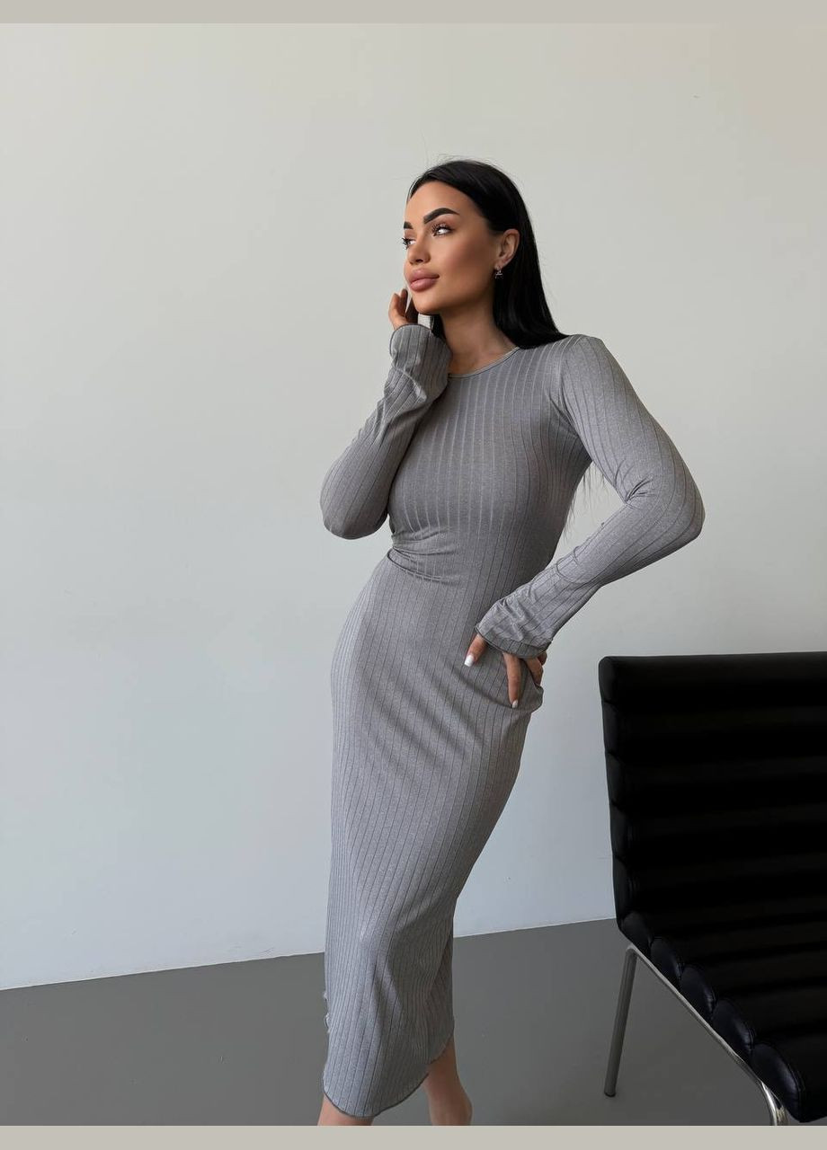 Серое праздничный платье No Brand однотонное