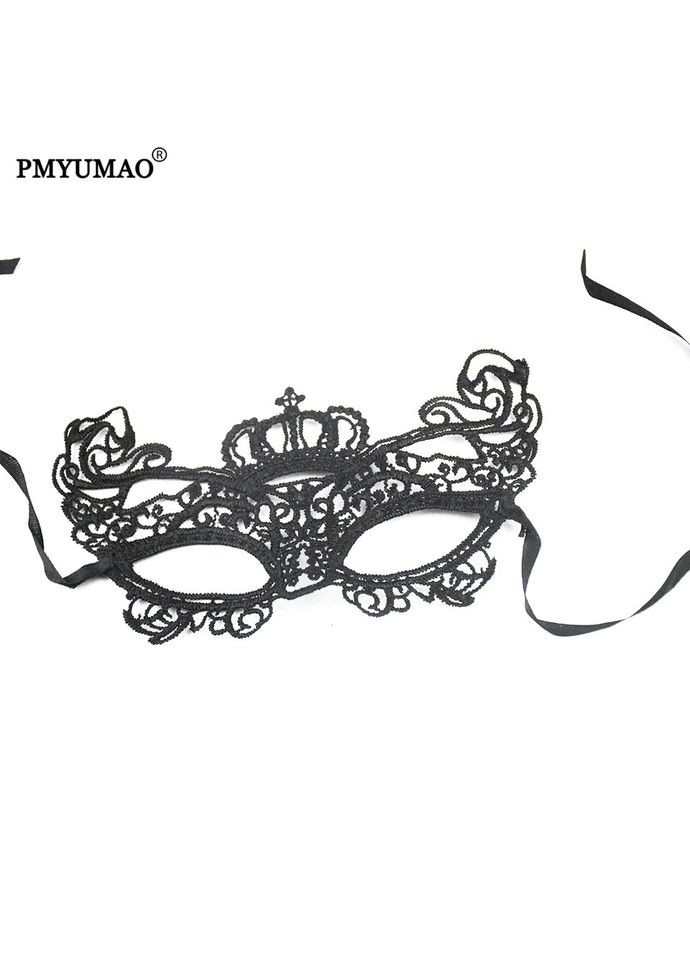 Венеціанська маска корона на очі мереживна чорна No Brand (316636037)