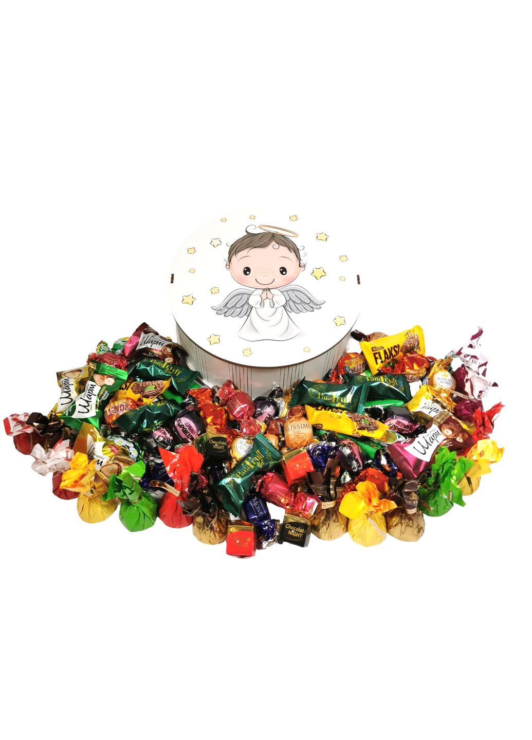 Подарок №30/21 "Небесный оберег" 1 кг (21х21х9 см, в деревянной коробке) Унікальна цукерка (372656468)