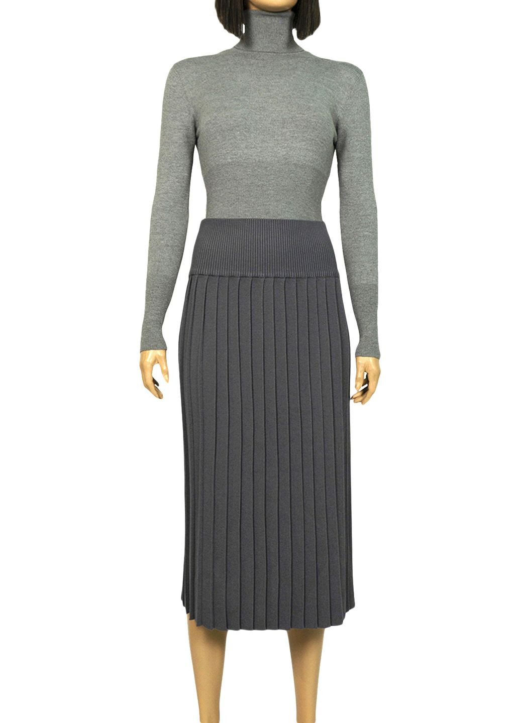 Серая кэжуал трикотажная плиссированная юбка-карандаш mw-ks-1613-1 коричневый Forza Viva