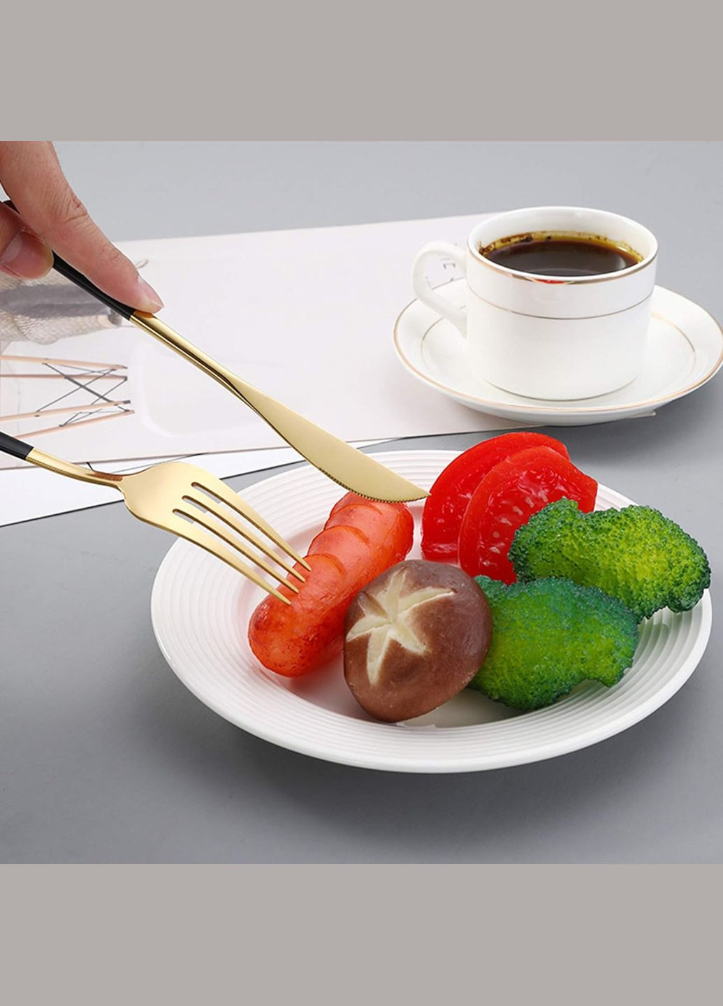 Набір столових приборів 24 шт. Flat, 6 комплектів: 2 ложки, виделка, ніж, рожево-золотий More (317253894)