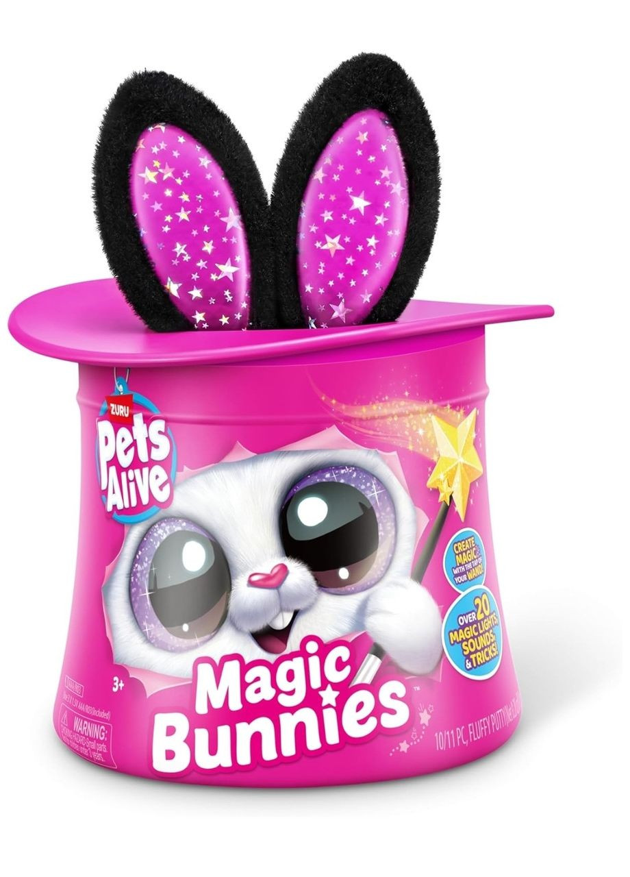 Интерактивная мягкая игрушка Pets Alive Magic Bunnies (Sootie) – черный кролик волшебник, сюрприз Zuru (369726555)