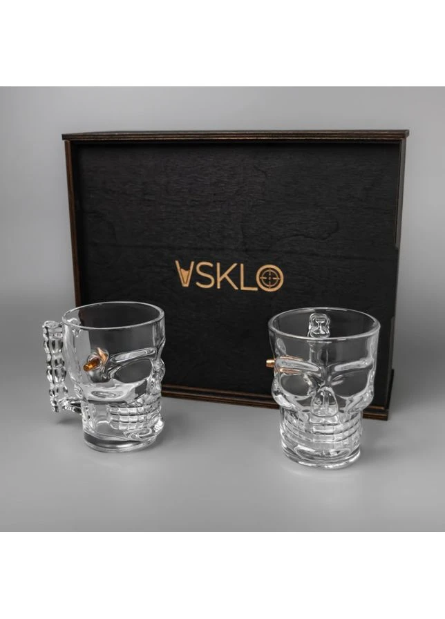Набір на 2 пивні кружки череп (з кулями) VSKLO (374617023)