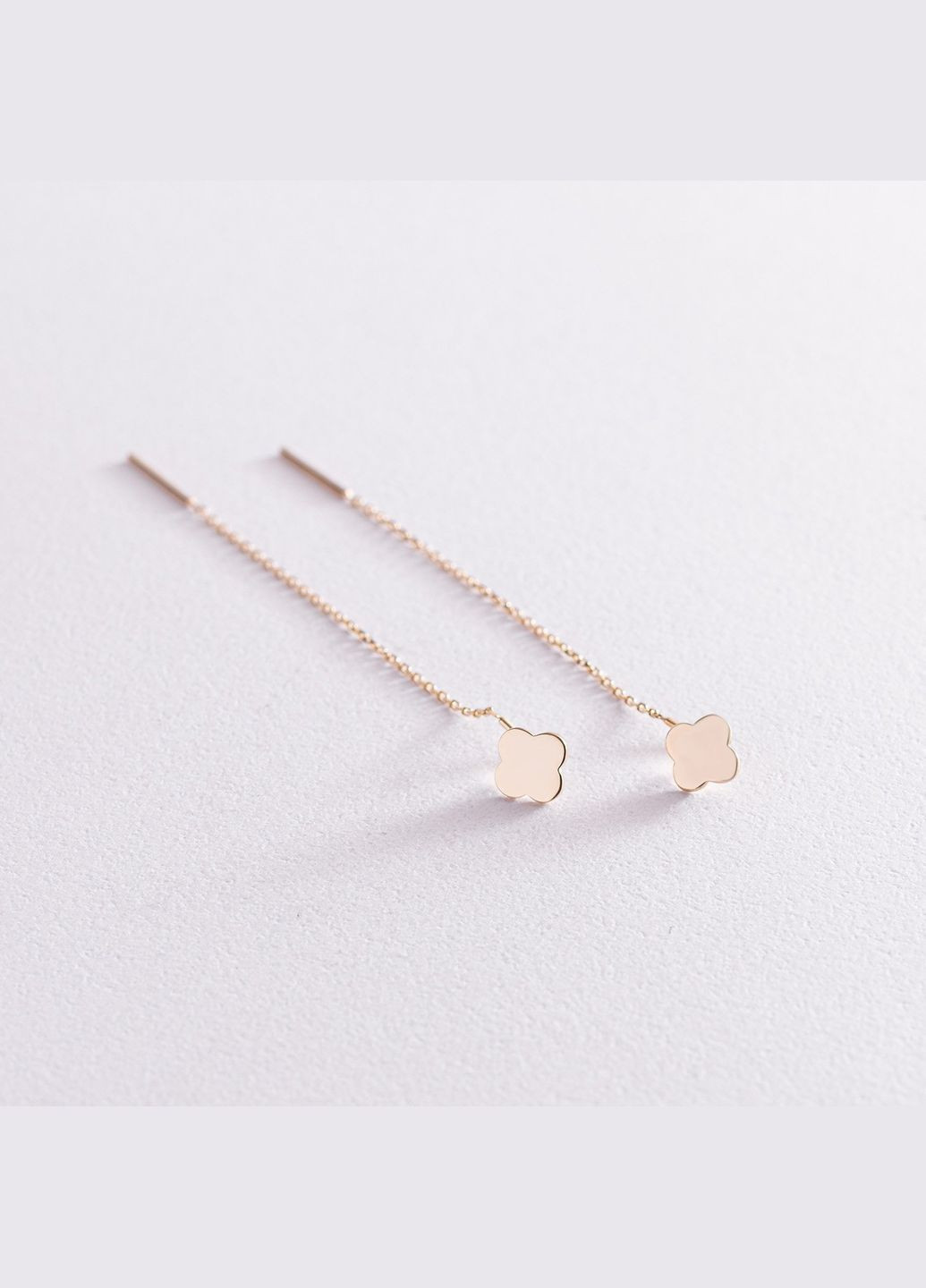 Сережки - протяжки Конюшина в жовтому золоті с07735 Oniks (264023424)