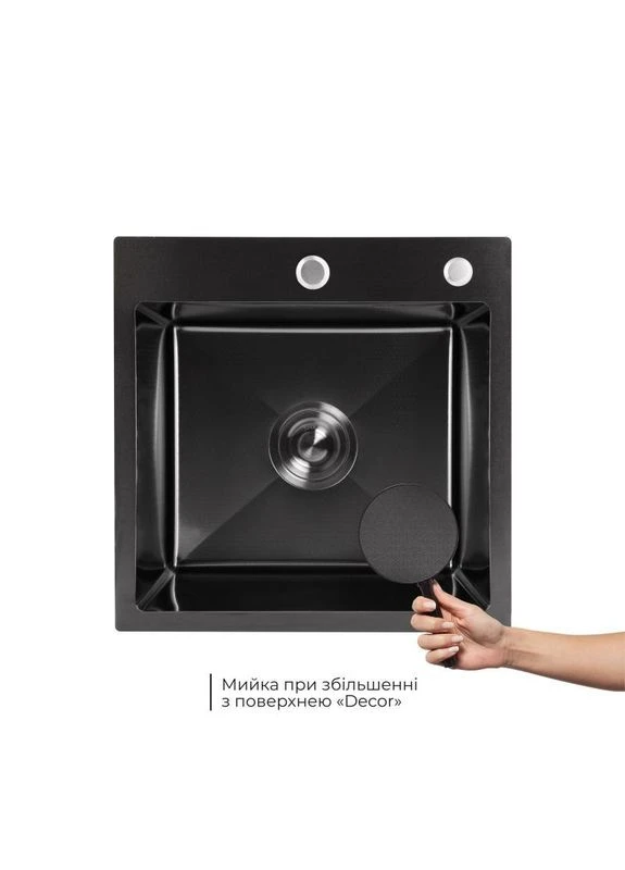Мойка для кухни интегрированная Handmade H4545HB Decor Black PVD Honeycomb 2,5/0,5 мм LDH4545HDECBLM49438 LIDZ (397570827)