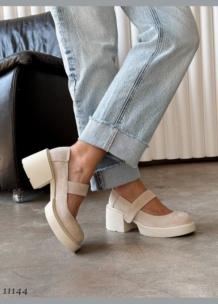 No Brand Стильные женские туфли бежевый з натуральная замша, — демисезон (301001491)