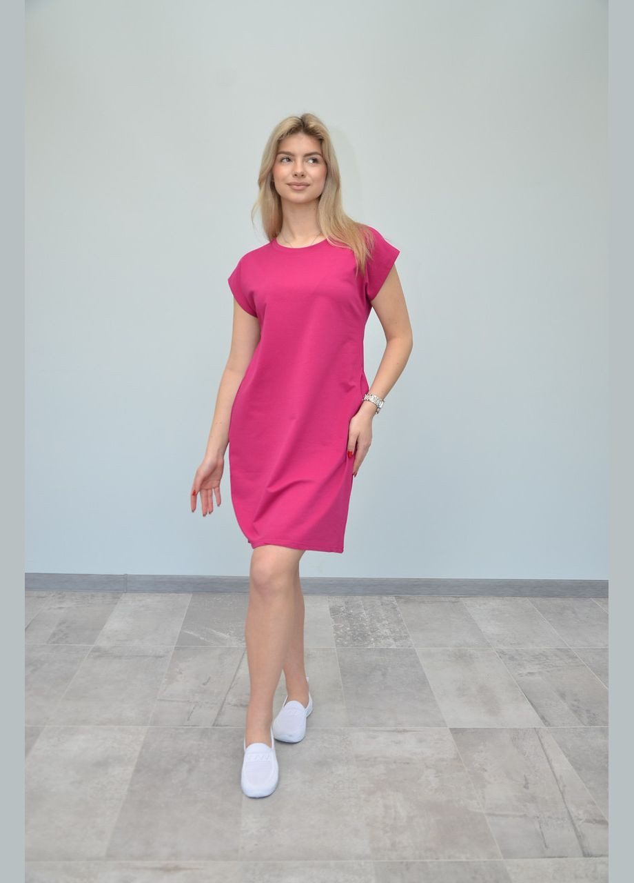 Рожева літня жіноча сукня, короткий рукав, різні кольори (, m, l, xl) No Brand однотонна