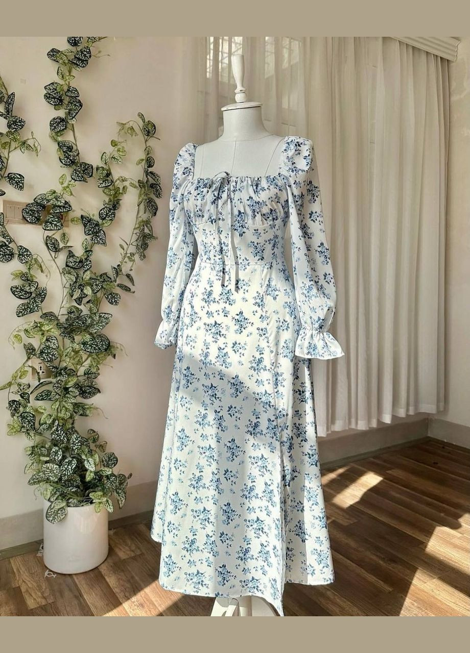 Голубое повседневный женское платье макси Avanti с цветочным принтом