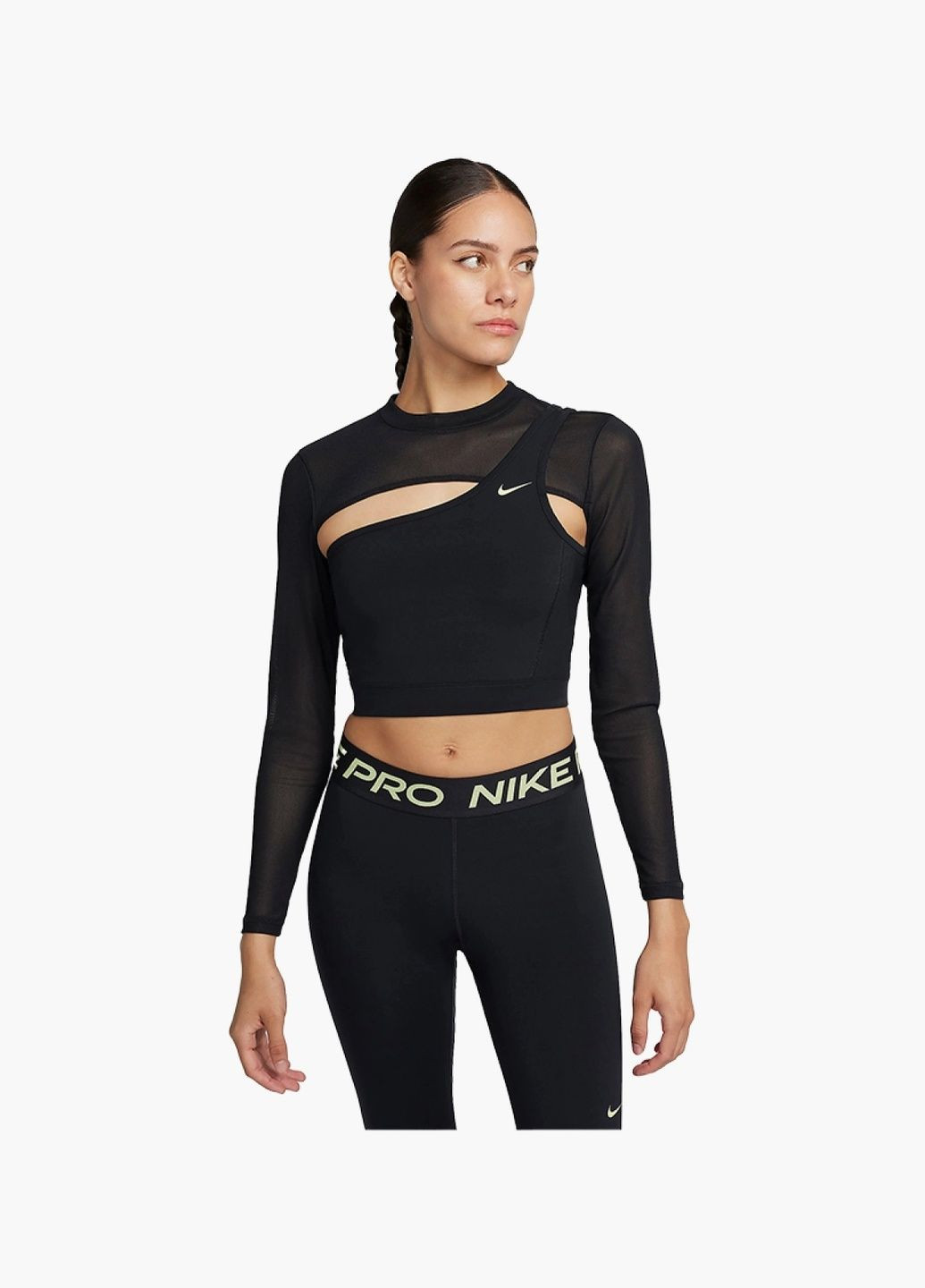Топ жіночий Pro Long-Sleeve Cropped Top Black FB5683-010 Nike (326783514)