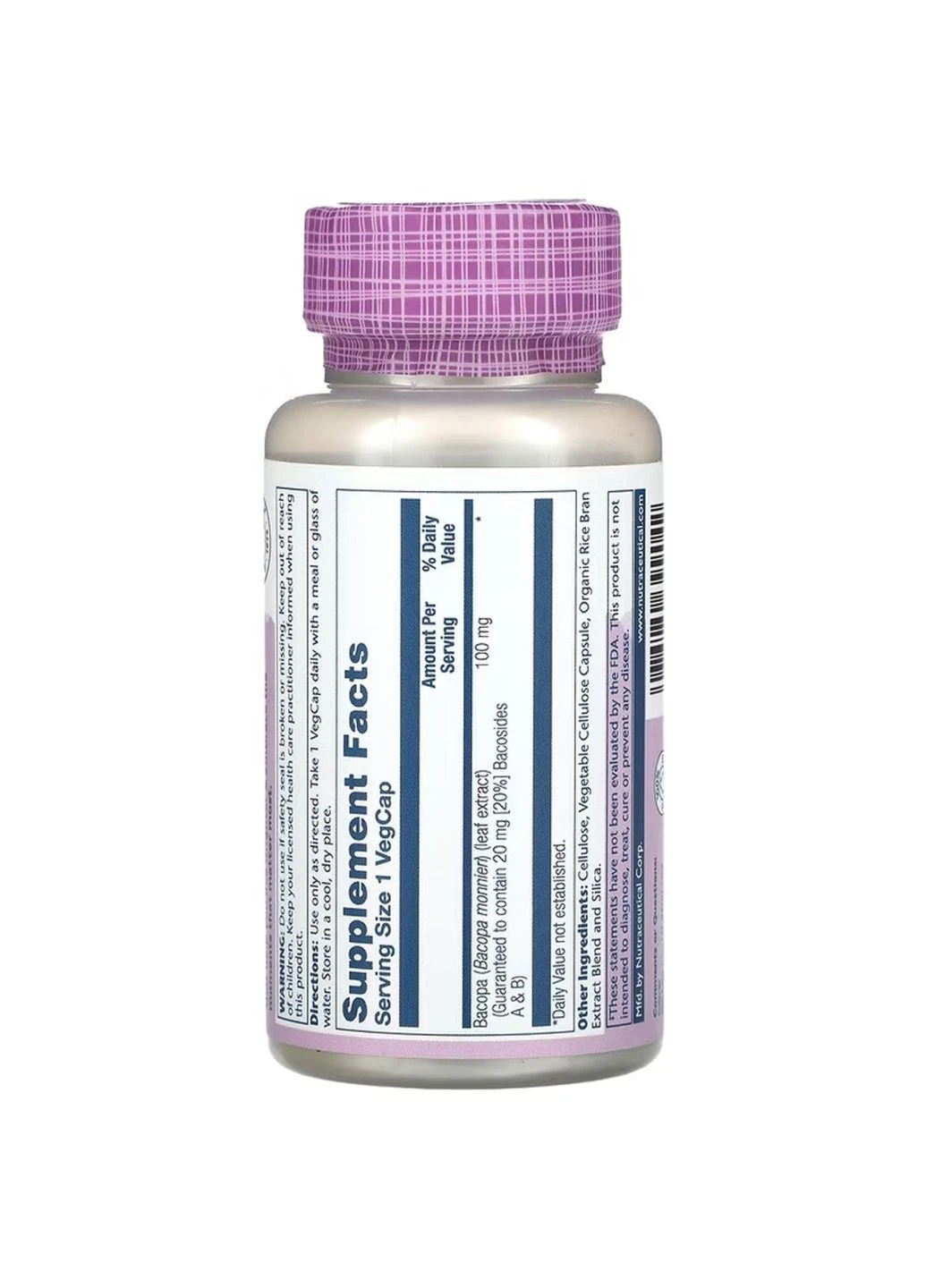 Добавка Bacopa 100mg - 60 vcaps Solaray (374153080)