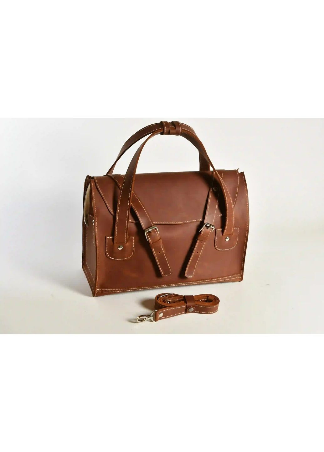 Сумка-саквояж ручної роботи з натуральної шкіри "крейзі хорс" Helen Саквояж (370757943)