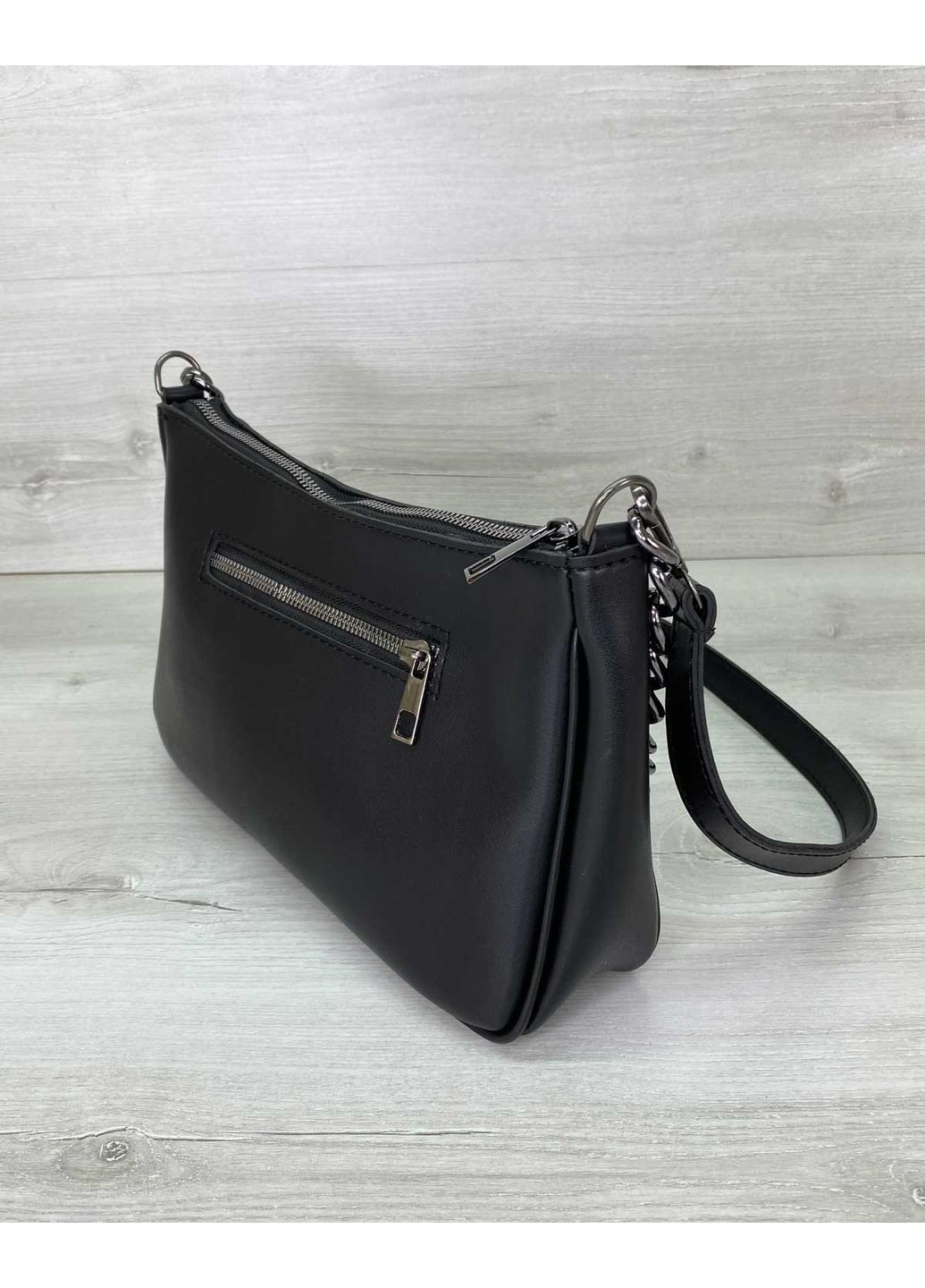 Сумка жіноча Місяць чорна екошкіра клатч для повсякденного використання молодіжна з плечовим ременем ProDobro (367265996)