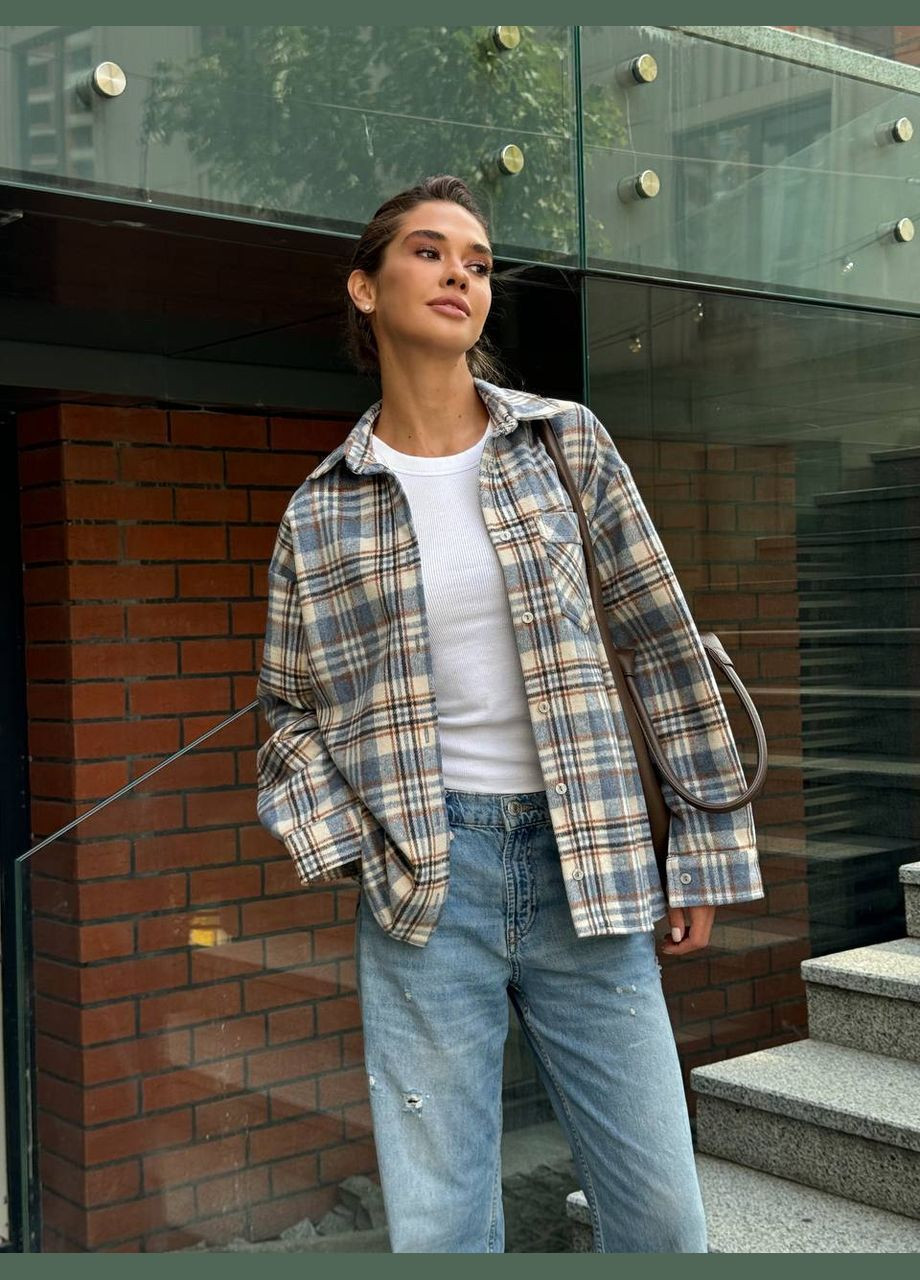 Бежевая повседневный, кэжуал рубашка Україна с длинным рукавом