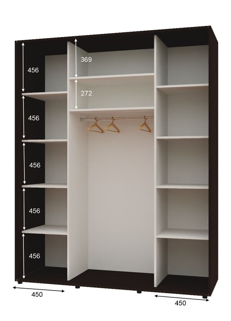 Шафа-купе дводверна 160*60*240 см Венге 2 двері Дзеркало Максі Комфорт Меблі (360476563)