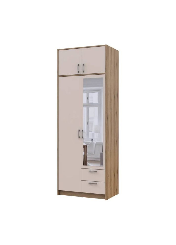 Шафа для одягу Ронді з антресоллю і дзеркалом Дуб Артизан/Кашемір 2ДСП 82х52х236 (DRS-011678) Doros (361998828)