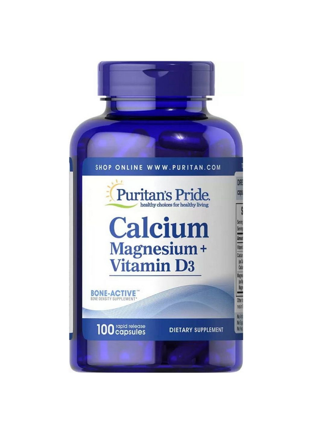 Витамины и минералы Calcium Magnesium Vitamin D3, 100 капсул Puritans Pride (293480802)